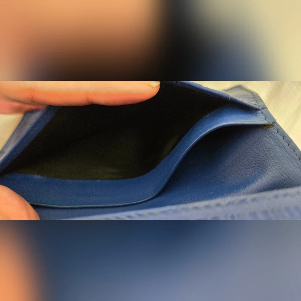EUC Loewe Textured Navy Leather Wallet